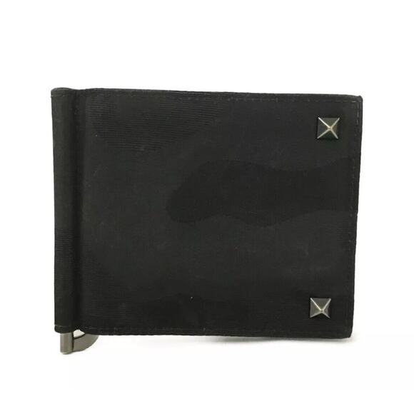 Authentic VALENTINO Rock Studs Camouflage Nylon Money Clip Bifold Wallet/4AG0617 - Picture 4 of 13